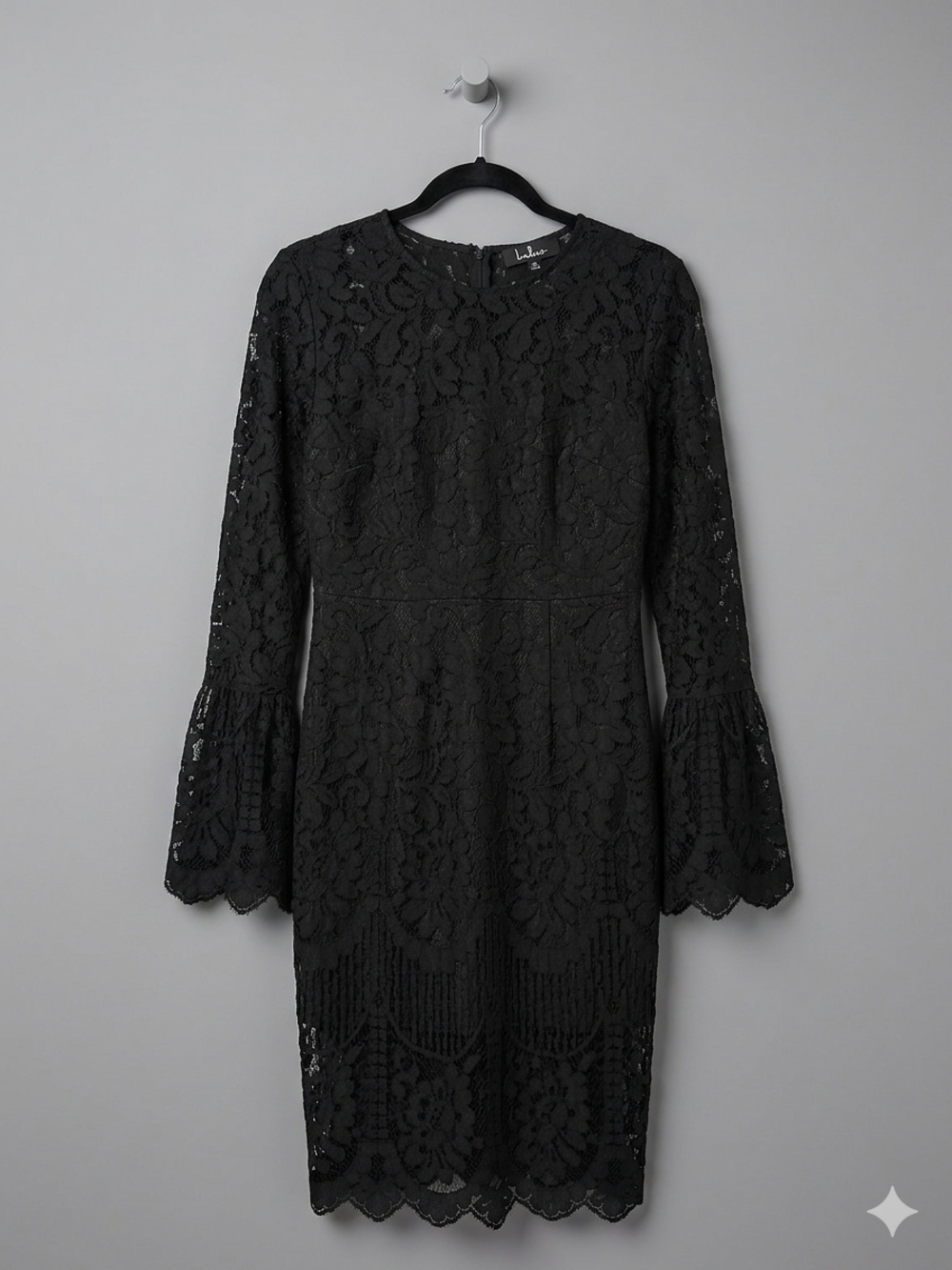 Lulus Black Lace Midi Dress NWT - Long Bell Sleeve - Size Medium